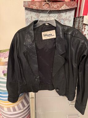 Wilson Genuine Black Leather Blazer Jacket, Size L